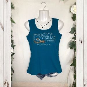 Rusty Pur Saloon Green Blue Top